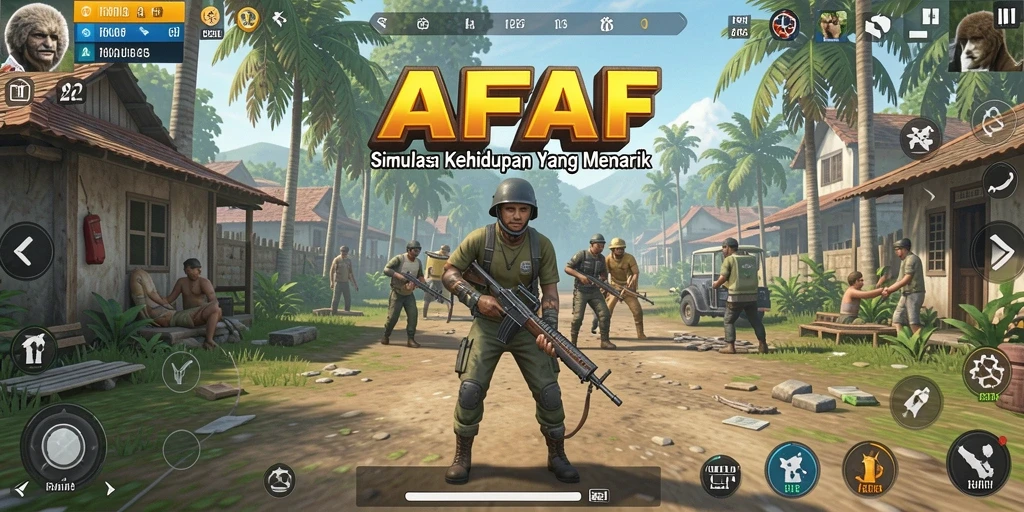 Screenshot gameplay AFAF menampilkan aksi simulasi kehidupan yang seru.