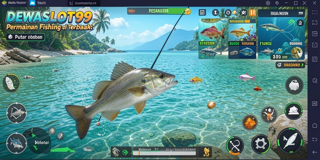 Tampilan gameplay <strong>DEWASLOT99</strong> yang menunjukkan keseruan menangkap ikan.