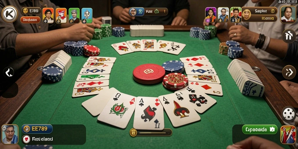 Tampilan gameplay seru dari EE789 dalam permainan Gaple.