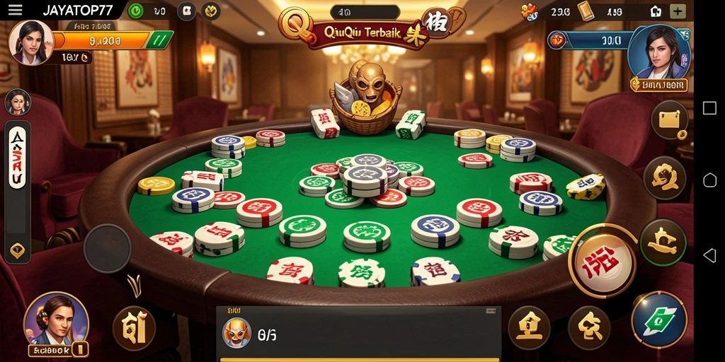 Screenshot utama menunjukkan gameplay QiuQiu yang seru dan mendebarkan.