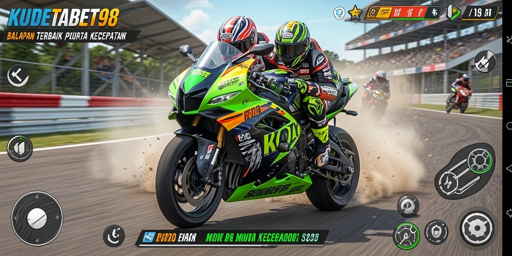 Tampilan gameplay seru dengan balapan motor yang menegangkan.