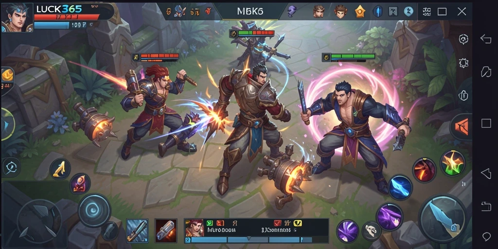 Screenshot gameplay LUCK365 yang menunjukkan aksi pertempuran seru.