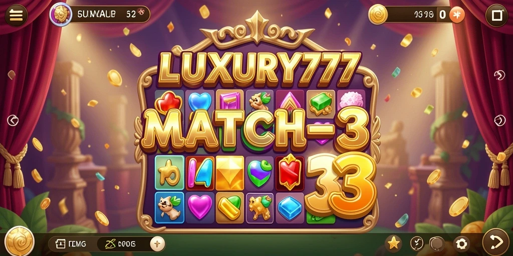 Gameplay seru LUXURY777 dengan berbagai tantangan Match-3.