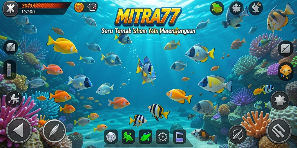 Screenshot gameplay MITRA77 yang menunjukkan aksi menembak ikan yang seru.