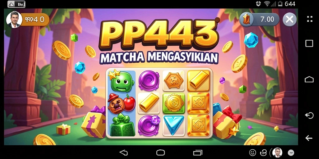 Tangkapan layar utama PP444 menampilkan pengalaman bermain Match-3 yang seru.