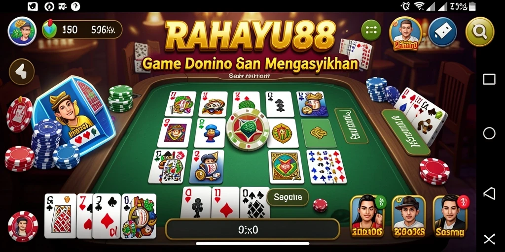 Screenshot RAHAYU88 menunjukkan gameplay Domino yang seru dan interaktif.