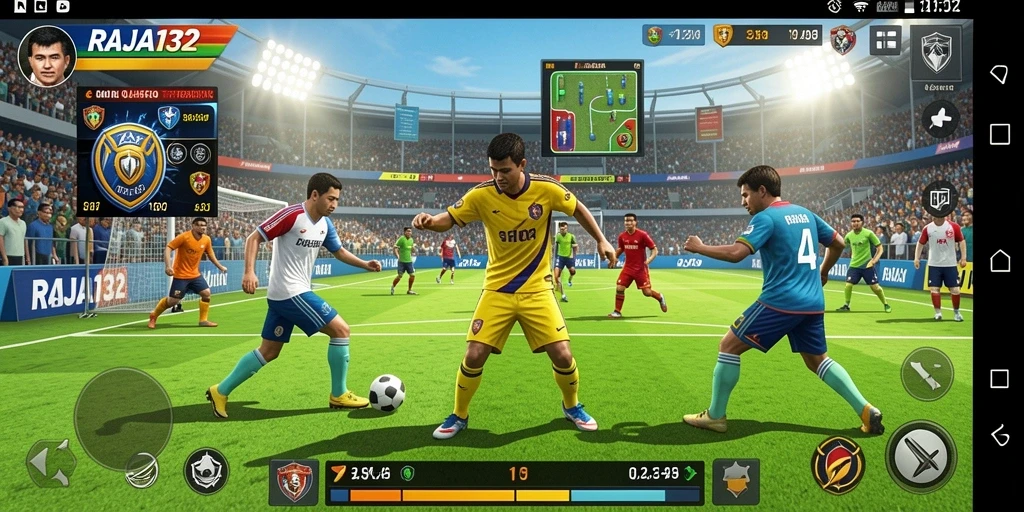 Screenshot gameplay RAJA132 menunjukkan aksi seru dalam pertandingan olahraga.