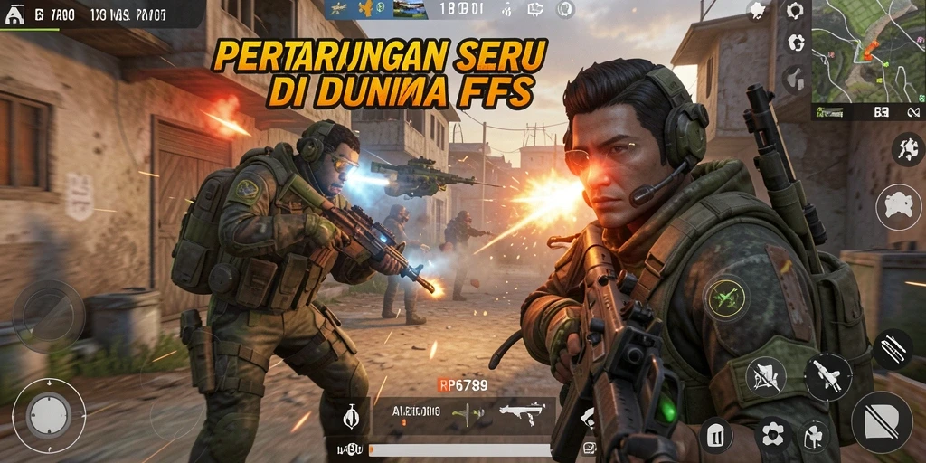 Screenshot menampilkan aksi seru dalam game FPS RP6789.