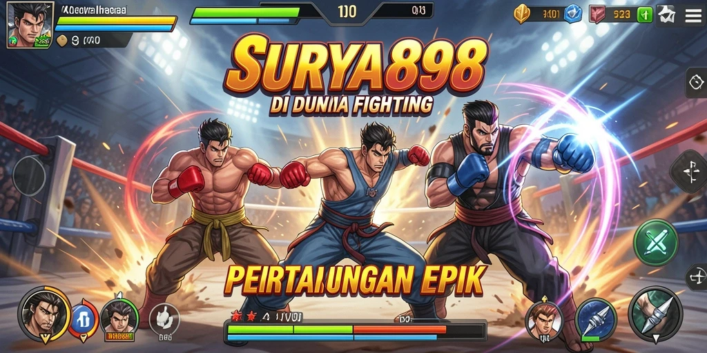 Gameplay Fighting menegangkan dengan karakter beragam.
