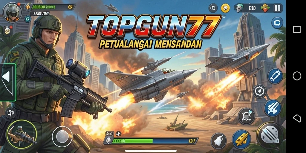 Tampilan gameplay seru dari TOPGUN77 yang penuh aksi dan tantangan.