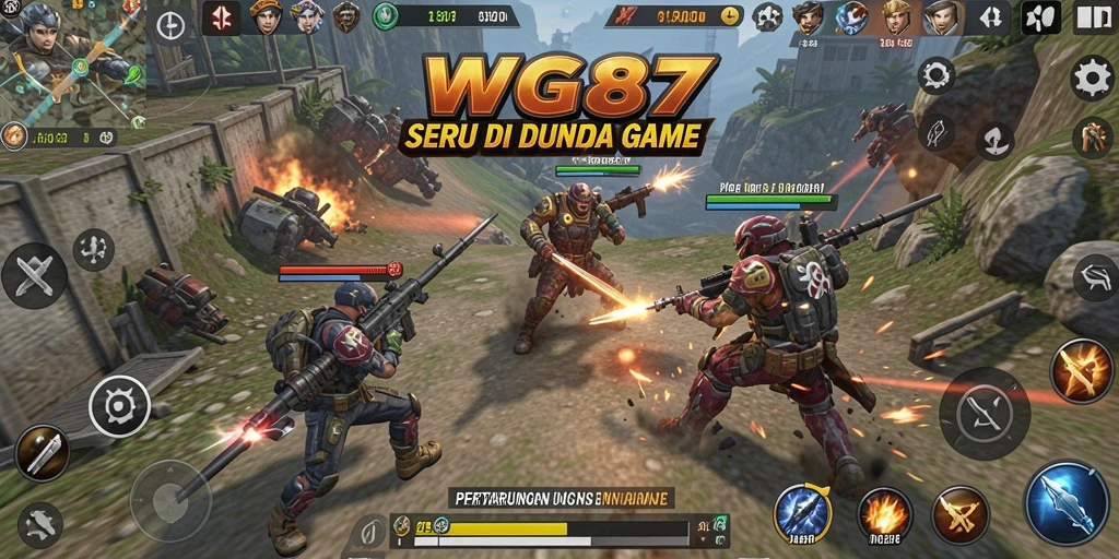 Tampilan aksi seru dalam gameplay WG87 di arena pertarungan.