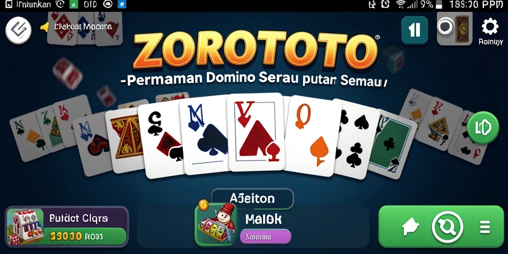 Tampilan screenshot utama ZOROTOTO menampilkan sesi permainan Domino yang mendebarkan.